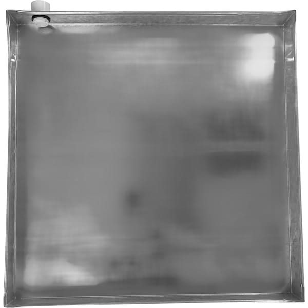 American Built Pro Galvanized Steel pan 34x34 OD square w Pre-drilled side drain w PVC 1 inch slip adapter 32x32 ID CDP3232GS - main